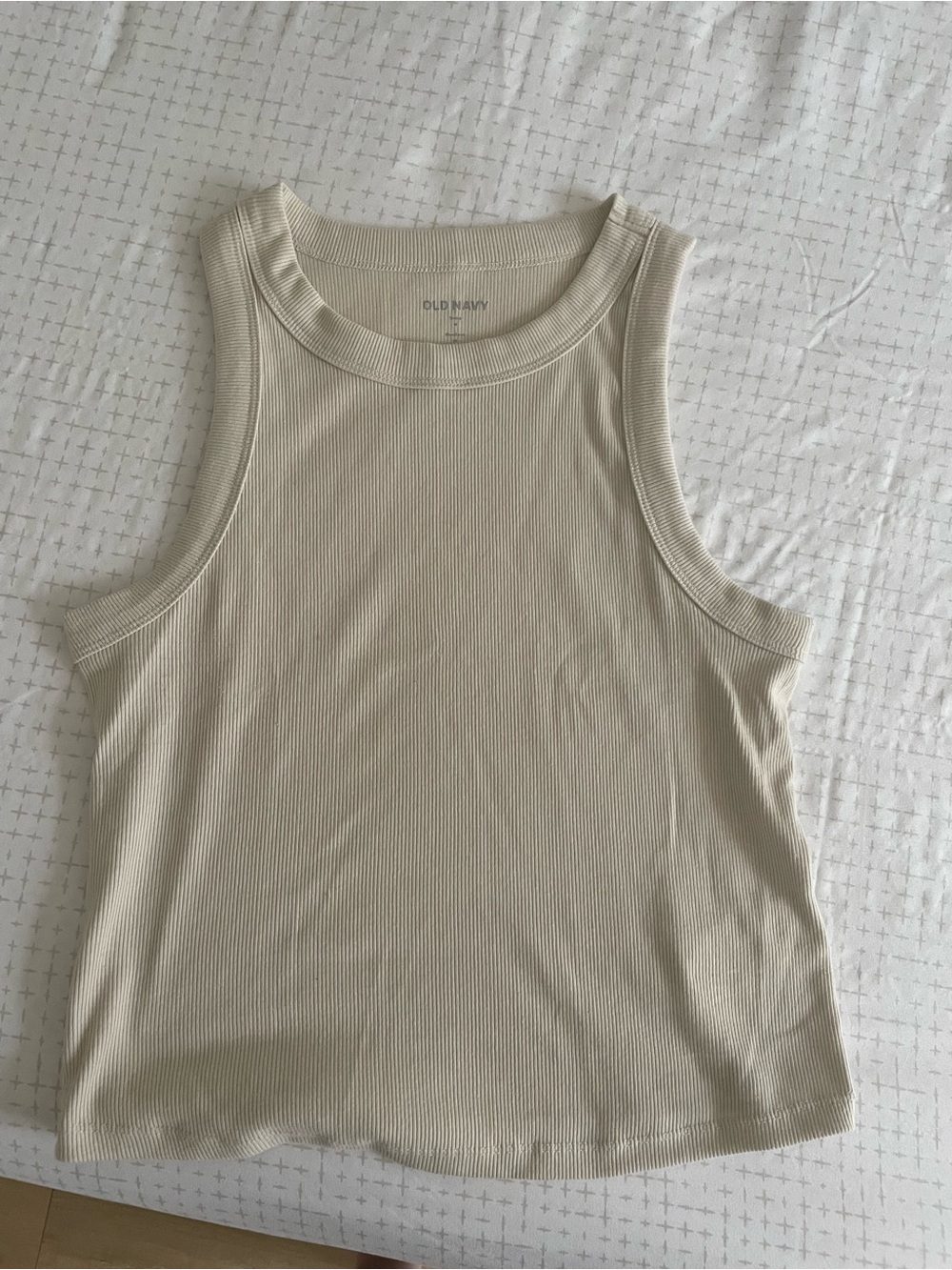 Old Navy Cream Ribbed Racerback Tank Top